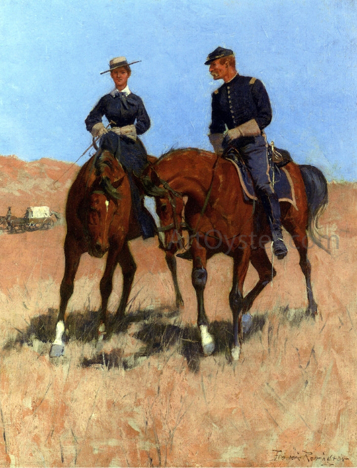Frederic Remington Belle McKeever and Lt. Edgar Wheelock - Canvas Print