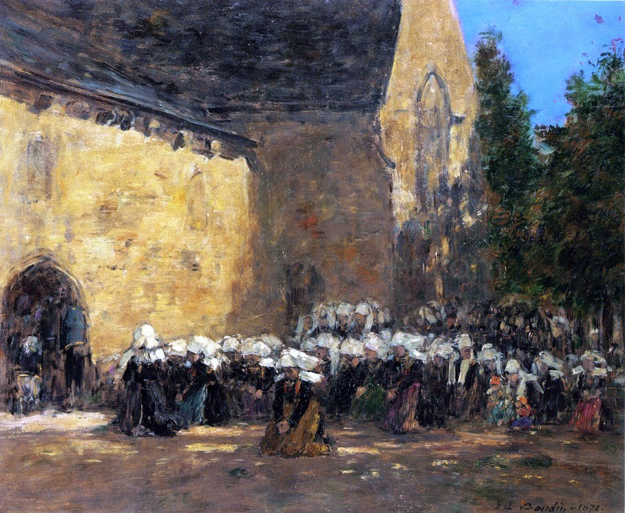 Eugene-Louis Boudin Benodet, un Pardon - Canvas Print