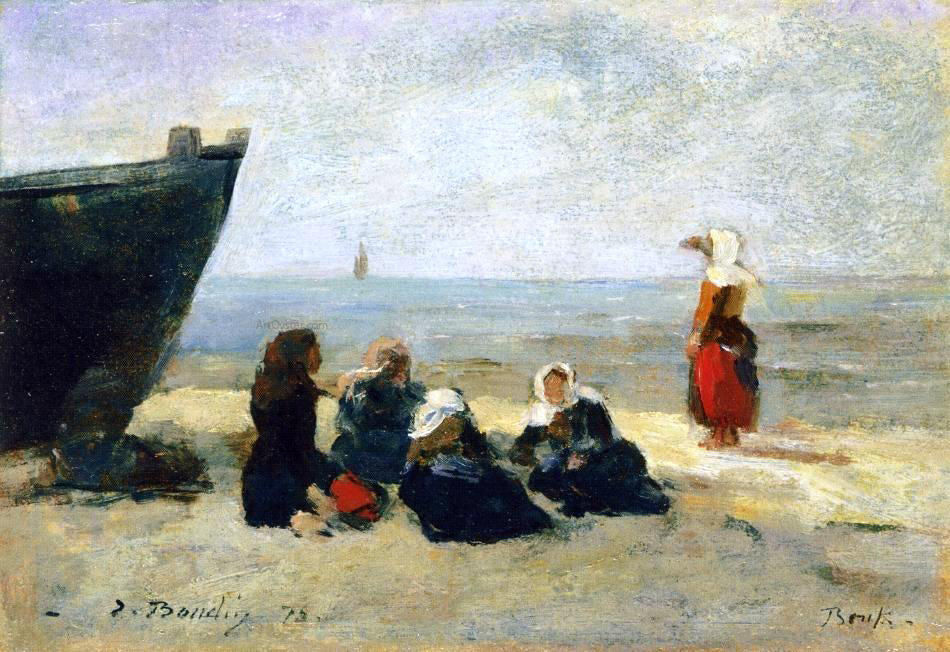 Eugene-Louis Boudin Berck, Fisherwomen Looking for the Return of the Boats - Canvas Print
