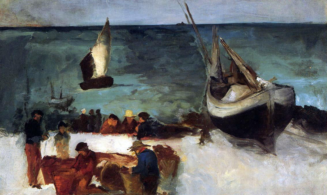 Edouard Manet Berck Seascape: Fishing Boats and Fishermen - Canvas Print