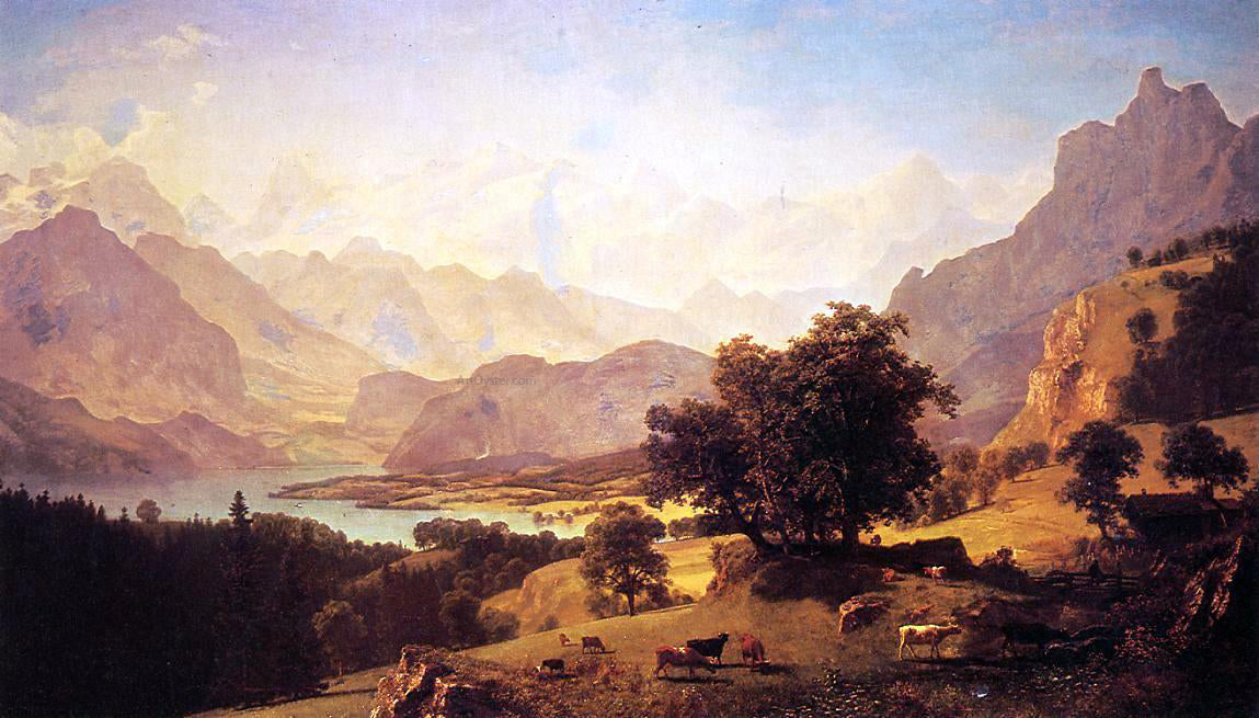 Albert Bierstadt Bernese Alps, as Seen near Kusmach - Canvas Print