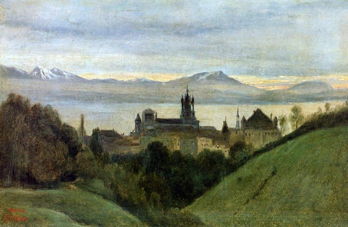 Jean-Baptiste-Camille Corot Between Lake Geneva and the Alps - Canvas Print