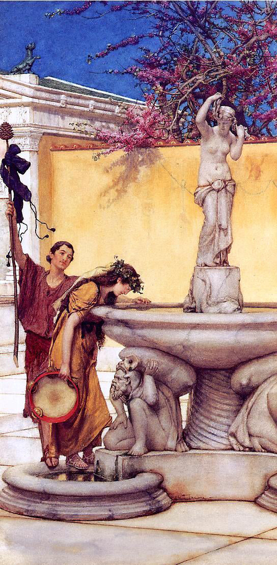 Sir Lawrence Alma-Tadema Between Venus and Bacchus - Canvas Print