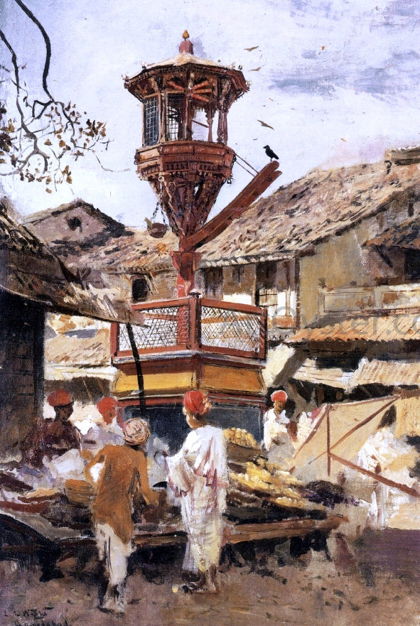 Edwin Lord Weeks Birdhouse and Market - Ahmedabad, India - Canvas Print