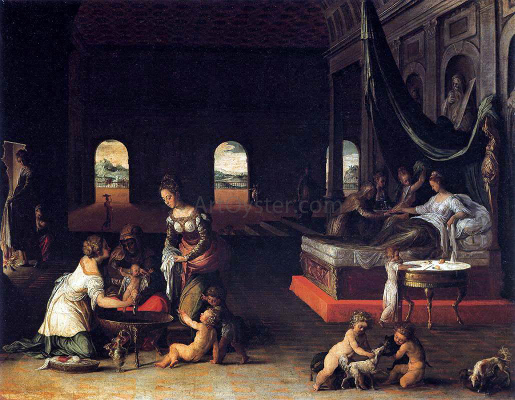 Friedrich Sustris Birth of a Child - Canvas Print