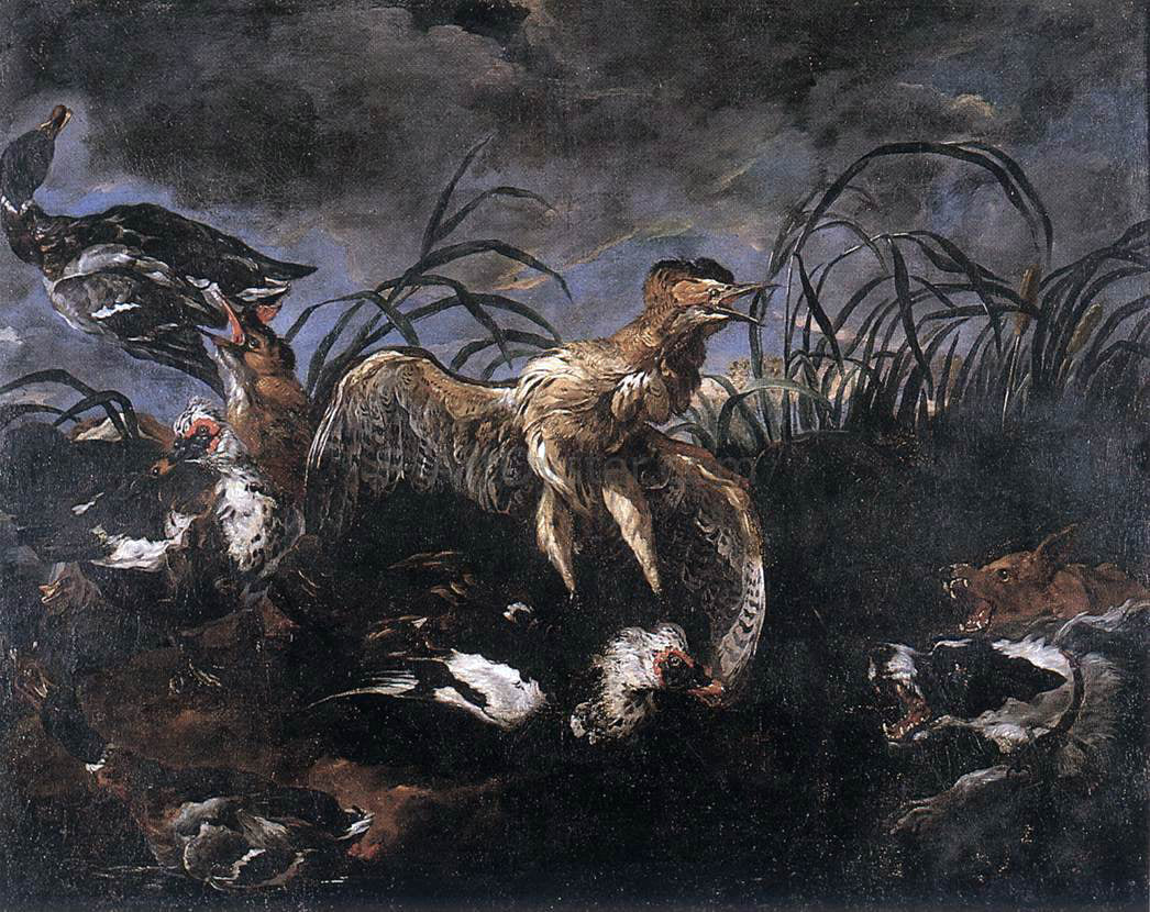 Jan Fyt Bittern and Ducks Startled by Dogs - Canvas Print