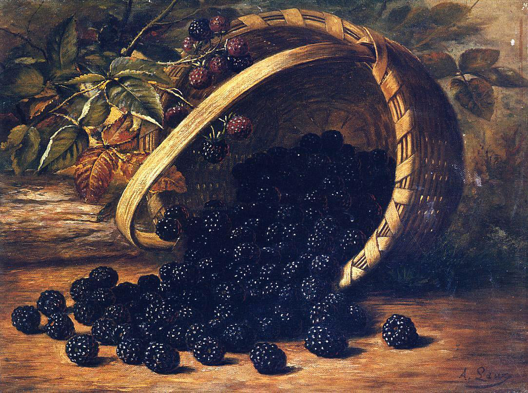 August Laux Blackberries in a Basket - Canvas Print