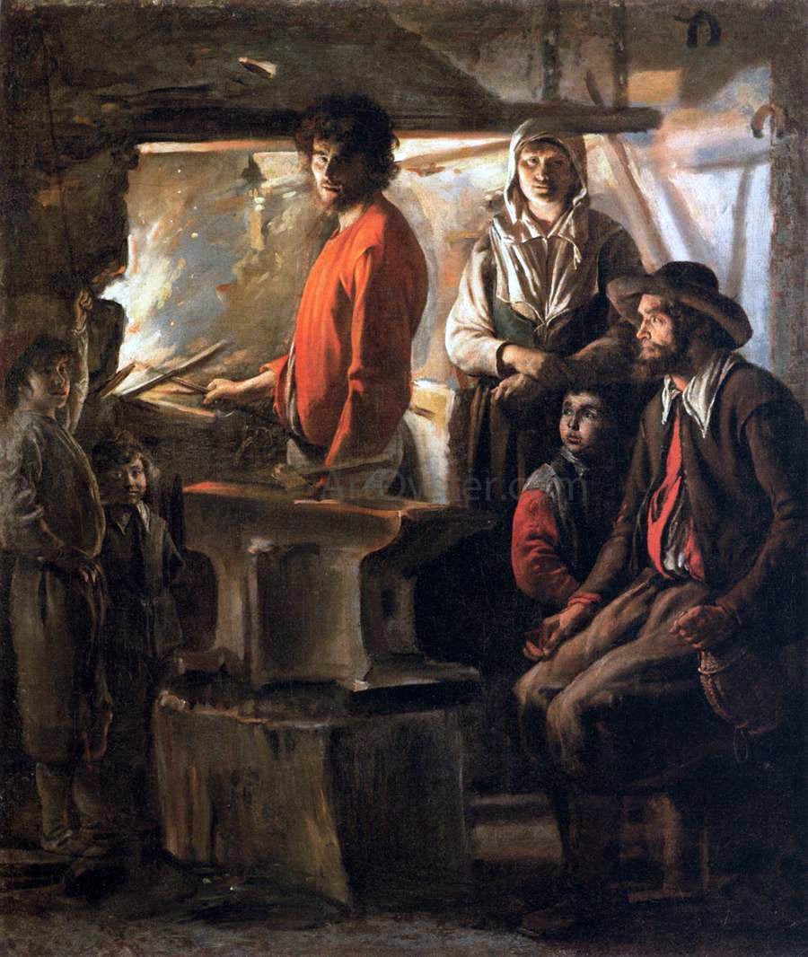 Le nain Brothers Blacksmith at His Forge - Canvas Print