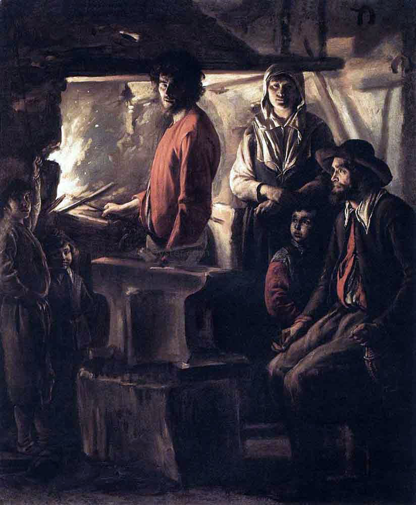 Louis Le Nain Blacksmith at His Forge - Canvas Print