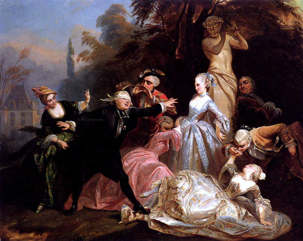 Eugene Francois Giraud Blind Man's Buff - Canvas Print