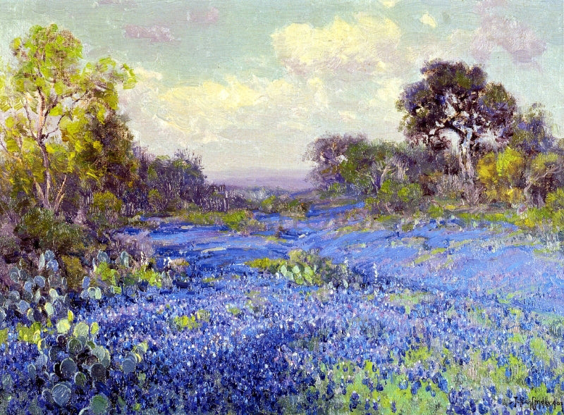 Julian Onderdonk Blue Bonnets at Late Afternoon - Canvas Print