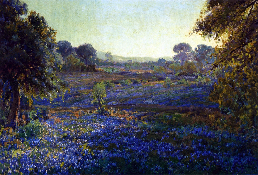 Julian Onderdonk Bluebonnets at Late Afternoon, near La Grange, Texas - Canvas Print