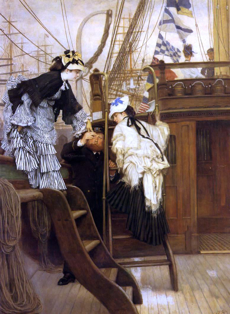 James Tissot Boarding the Yacht - Canvas Print