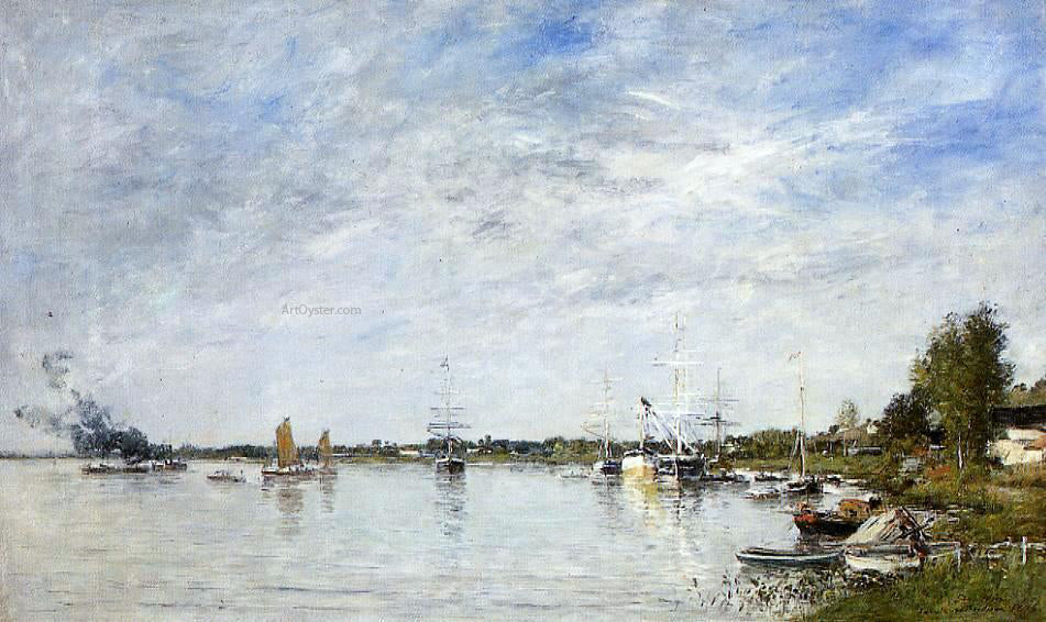Eugene-Louis Boudin Boat Construction Docks at Lormont - Canvas Print