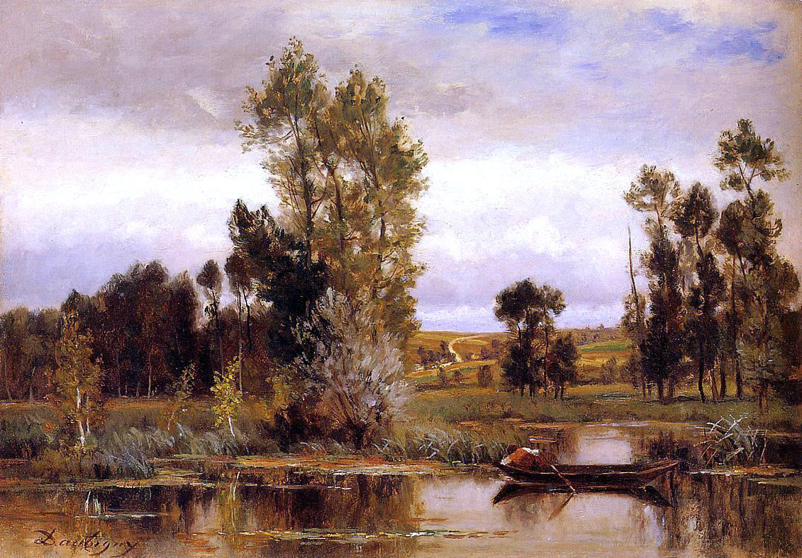 Charles Francois Daubigny Boat on a Pond - Canvas Print