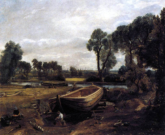 John Constable Boat-Building near Flatford Mill - Canvas Print