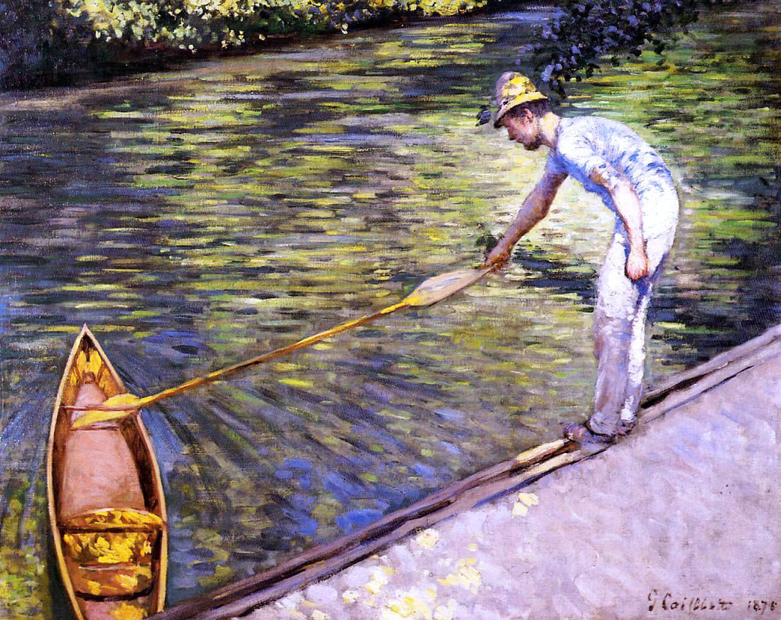 Gustave Caillebotte Boater Pulling on His Perissoire - Canvas Print