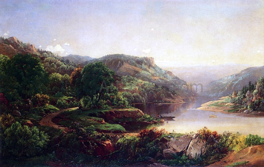 William Louis Sonntag Boating on a Mountain River - Canvas Print