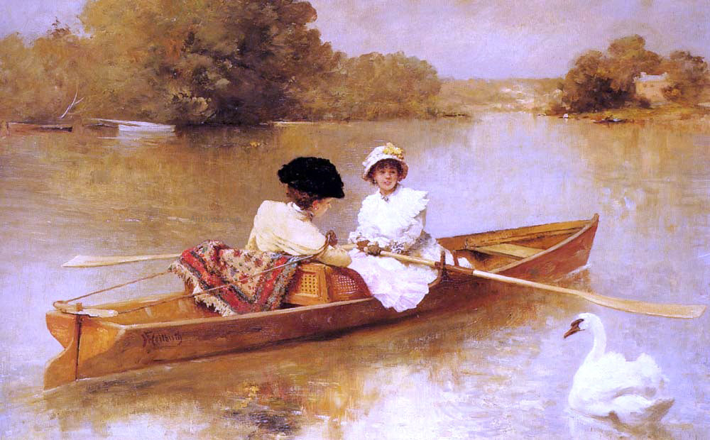 Ferdinand Heilbuth Boating on the Seine - Canvas Print