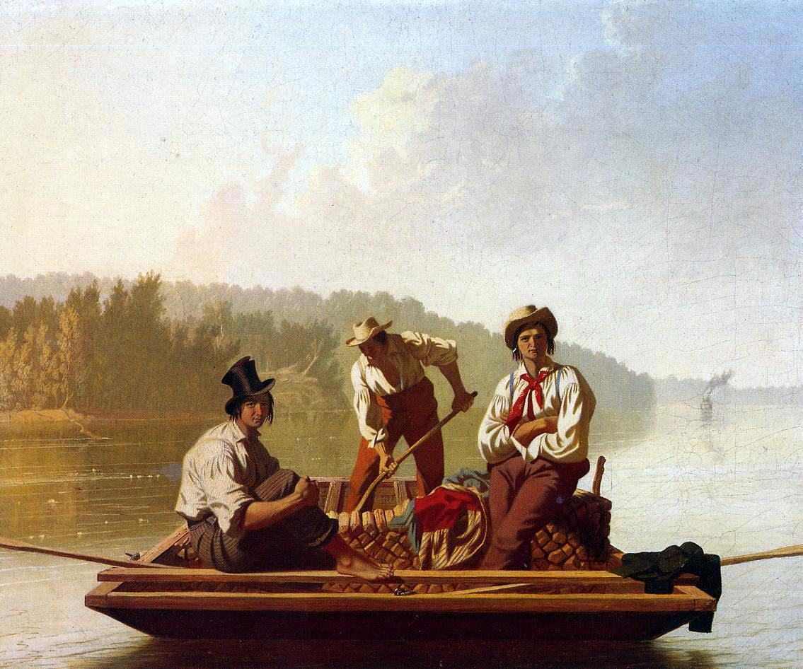 George Caleb Bingham Boatmen on the Missouri - Canvas Print