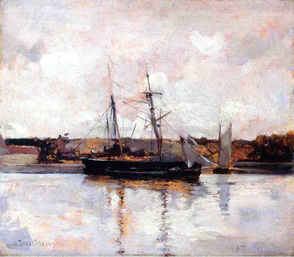 John Twachtman Boats at Dieppe - Canvas Print