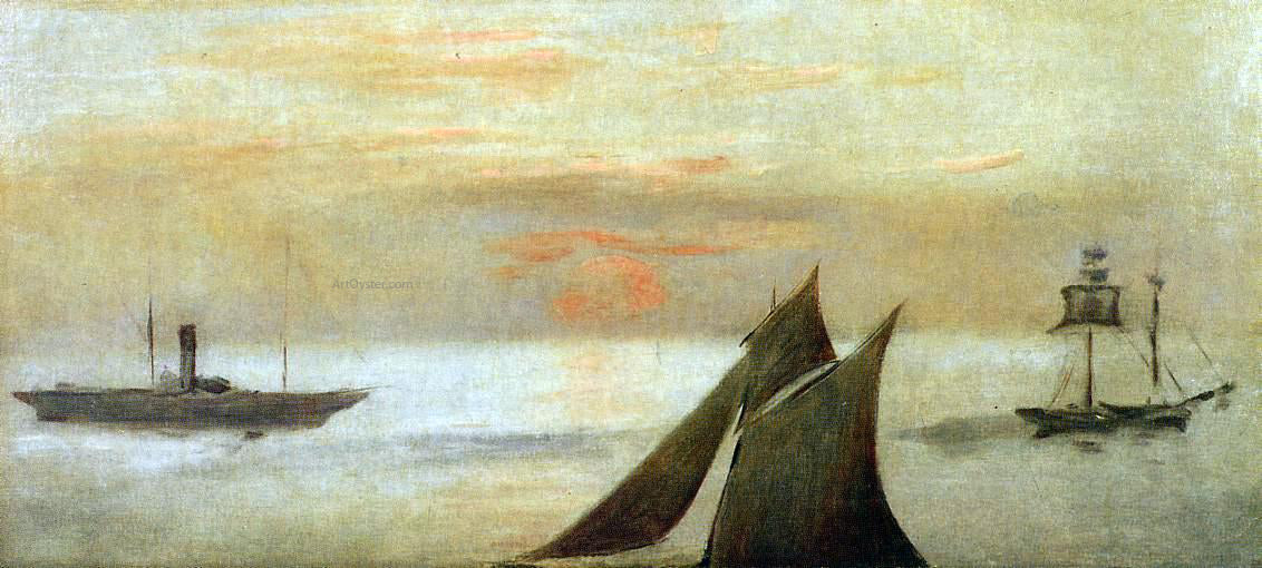 Edouard Manet Boats at Sea, Sunset - Canvas Print