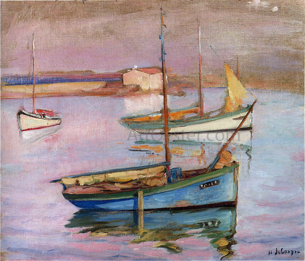 Henri Lebasque A Scene of Boats at the Port Ile de Yeu - Canvas Print