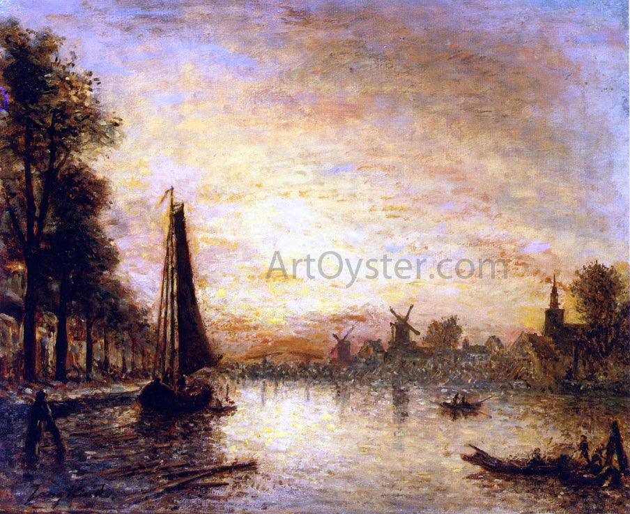 Johan Barthold Jongkind Boats at the Quay, Holland - Canvas Print
