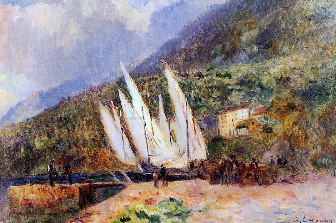 Albert Lebourg Boats Docked at Saint-Gingolph - Canvas Print