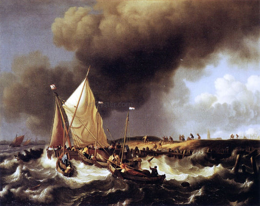Ludolf Backhuysen Boats in a Storm - Canvas Print