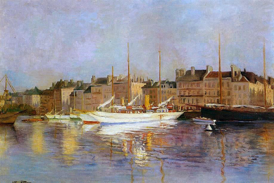 Edmond Marie Petitjean Boats in Port - Canvas Print