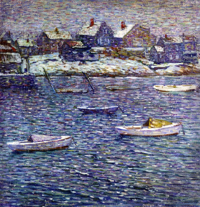 Charles Salis Kaelin Boats in Winter, Rockport, Massachusetts - Canvas Print