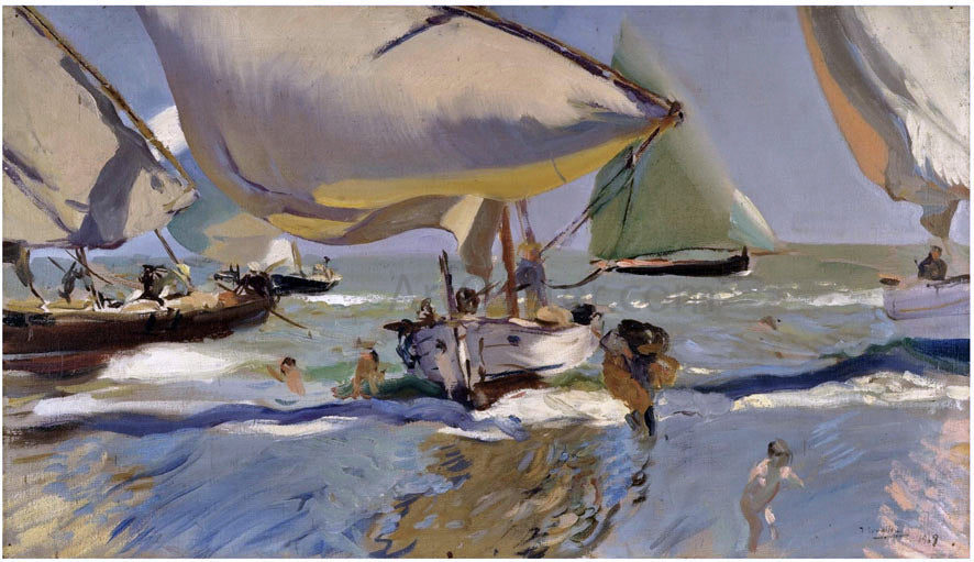 Joaquin Sorolla Y Bastida Boats on the beach - Canvas Print