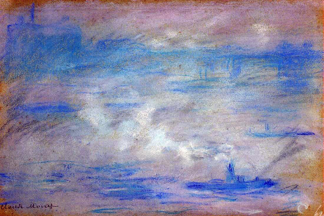 Claude Oscar Monet Boats on the Thames, Fog Effect - Canvas Print