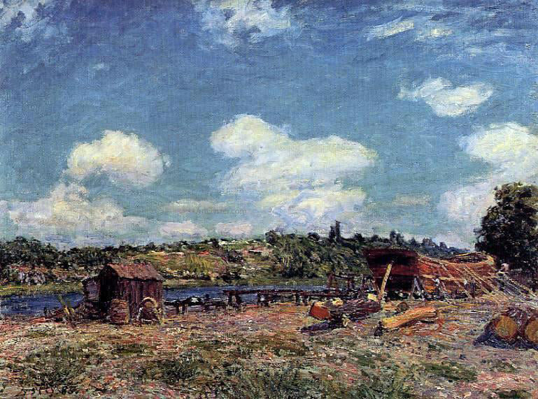Alfred Sisley Boatyard at Saint-Mammes - Canvas Print