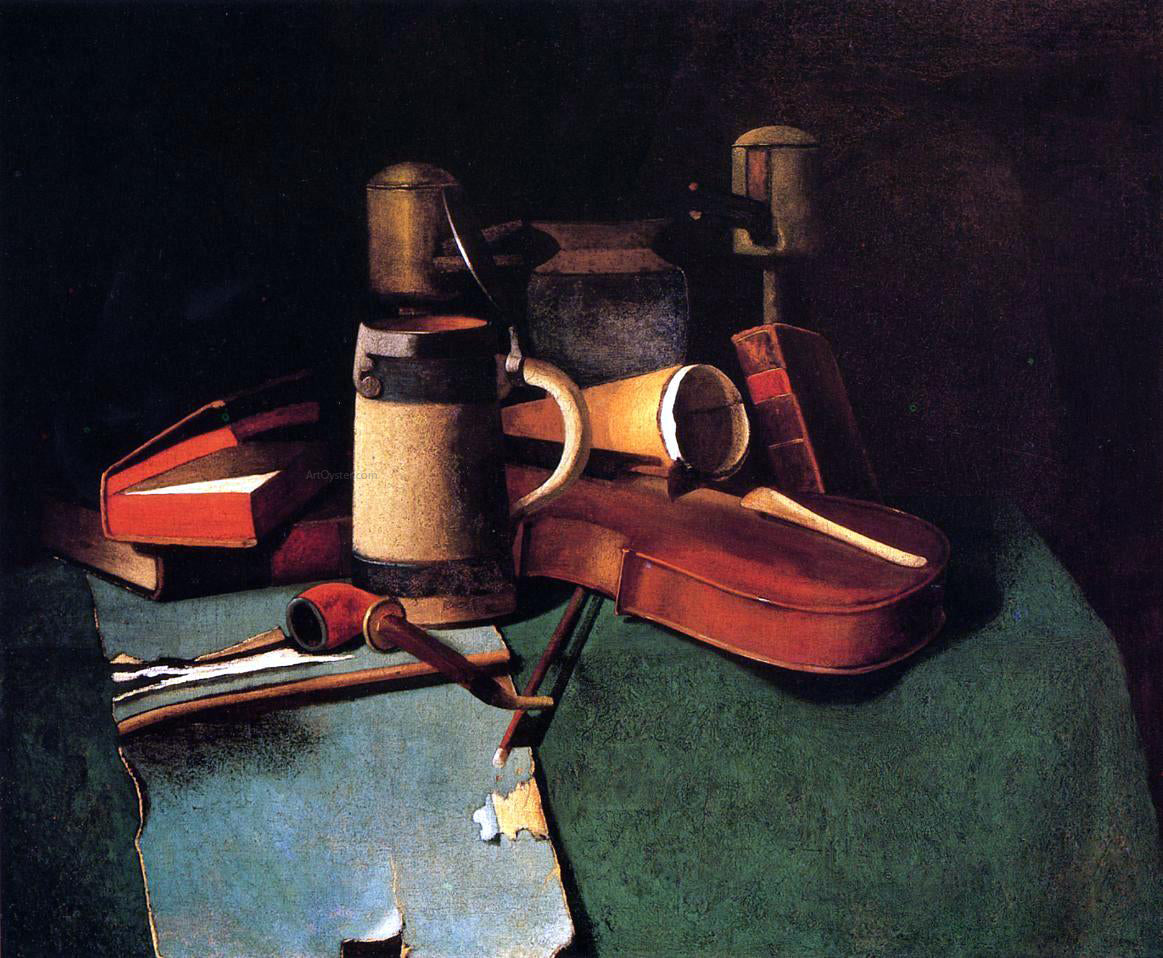 John Frederick Peto Books, Mug, Pipe and Violin - Canvas Print