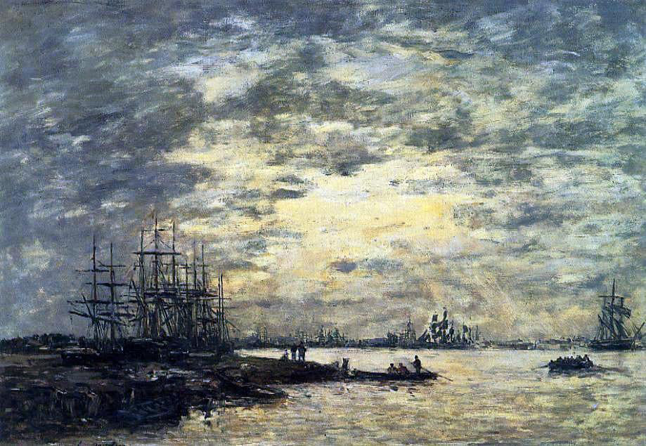 Eugene-Louis Boudin Bordeaux, Boats on the Garonne - Canvas Print