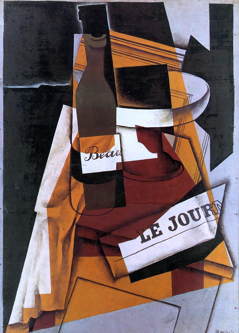 Juan Gris Bottle, Newspaper and Fruit Bowl - Canvas Print