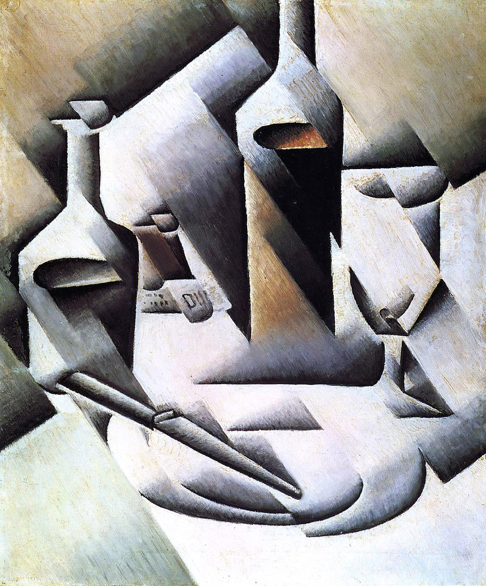 Juan Gris Bottles and Knife - Canvas Print