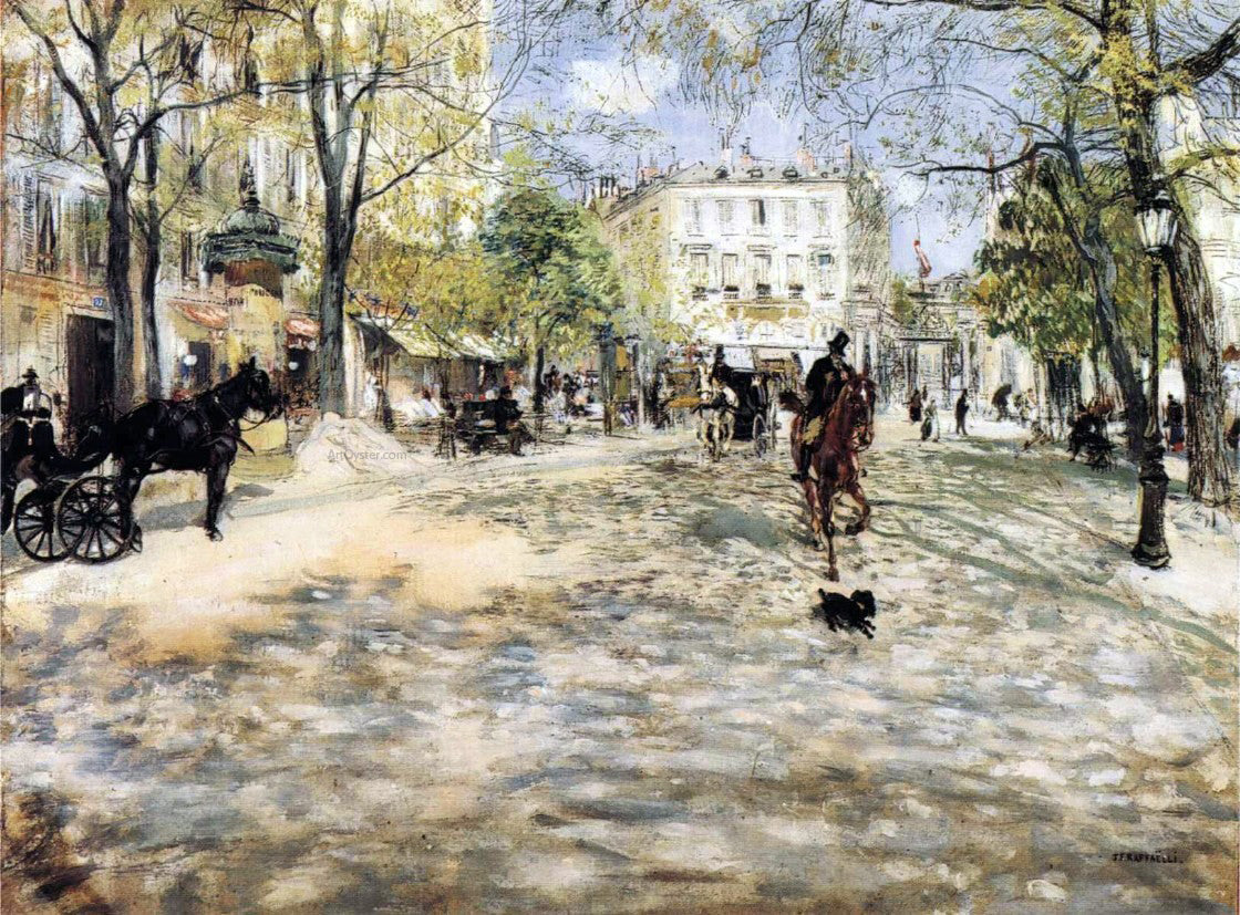 Jean-Francois Raffaelli Boulevard in Paris - Canvas Print