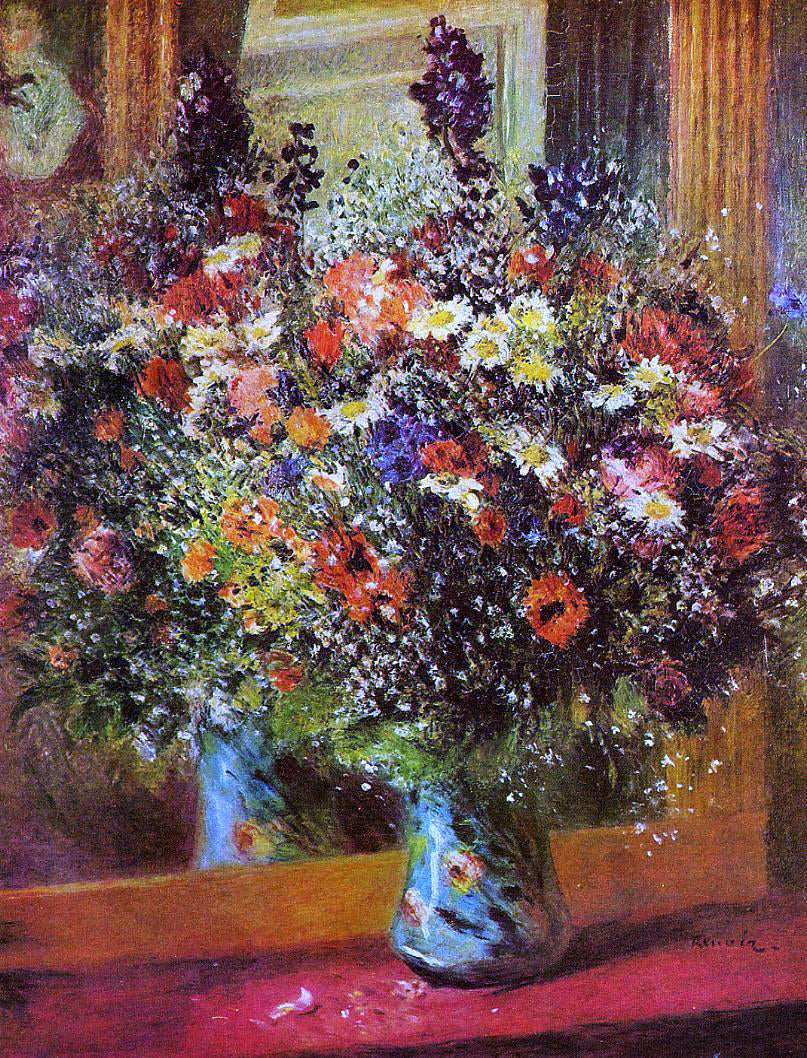 Pierre Auguste Renoir A Bouquet in Front of a Mirror - Canvas Print