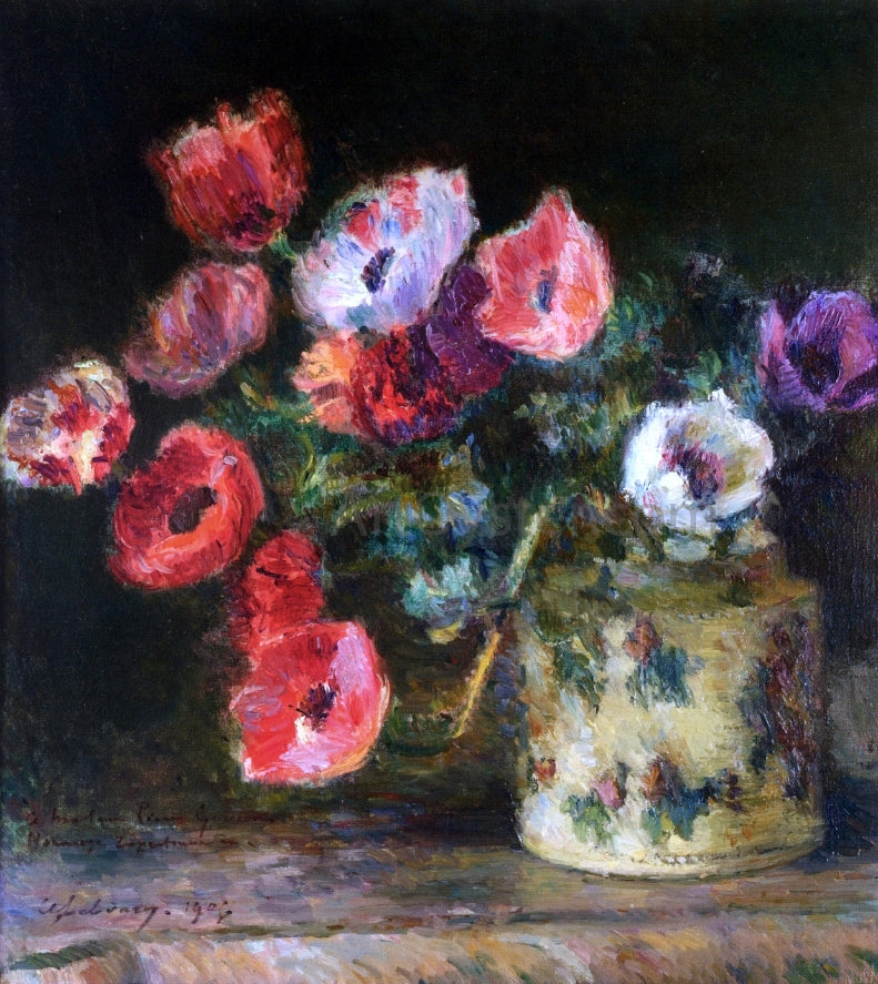 Albert Lebourg Bouquet of Anemones - Canvas Print