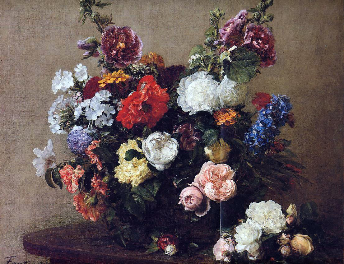 Henri Fantin-Latour Bouquet of Diverse Flowers - Canvas Print
