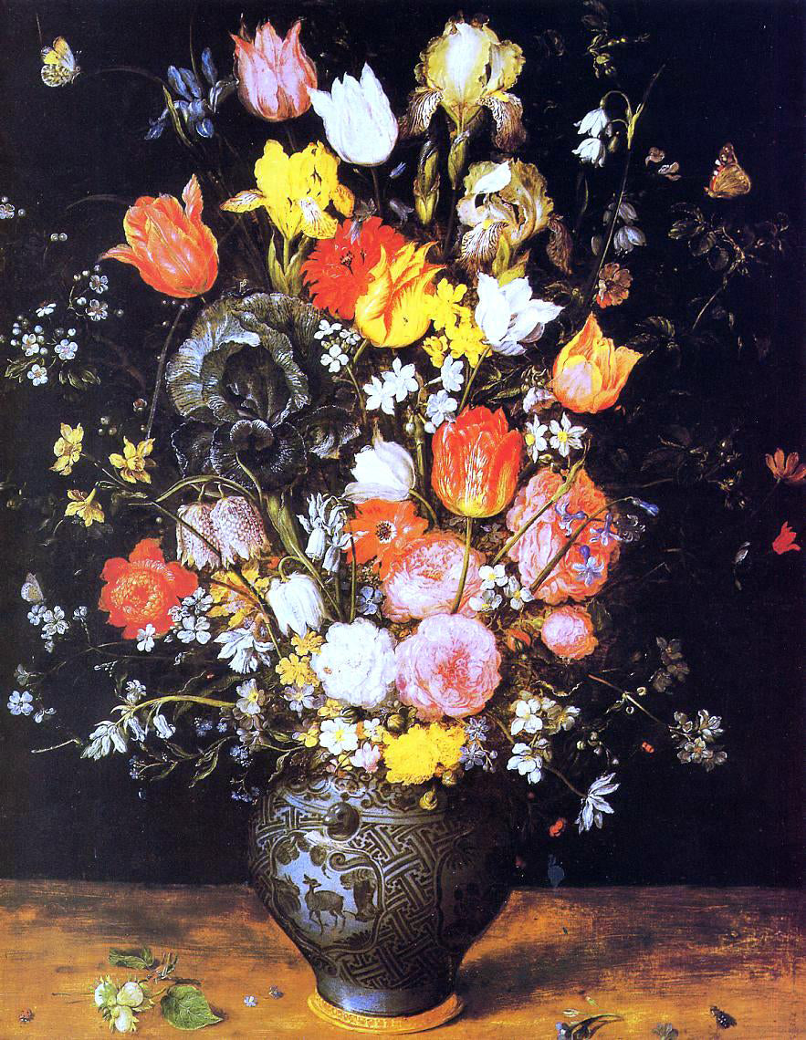 The Elder Jan Bruegel Bouquet of Flowers in a Blue Vase - Canvas Print