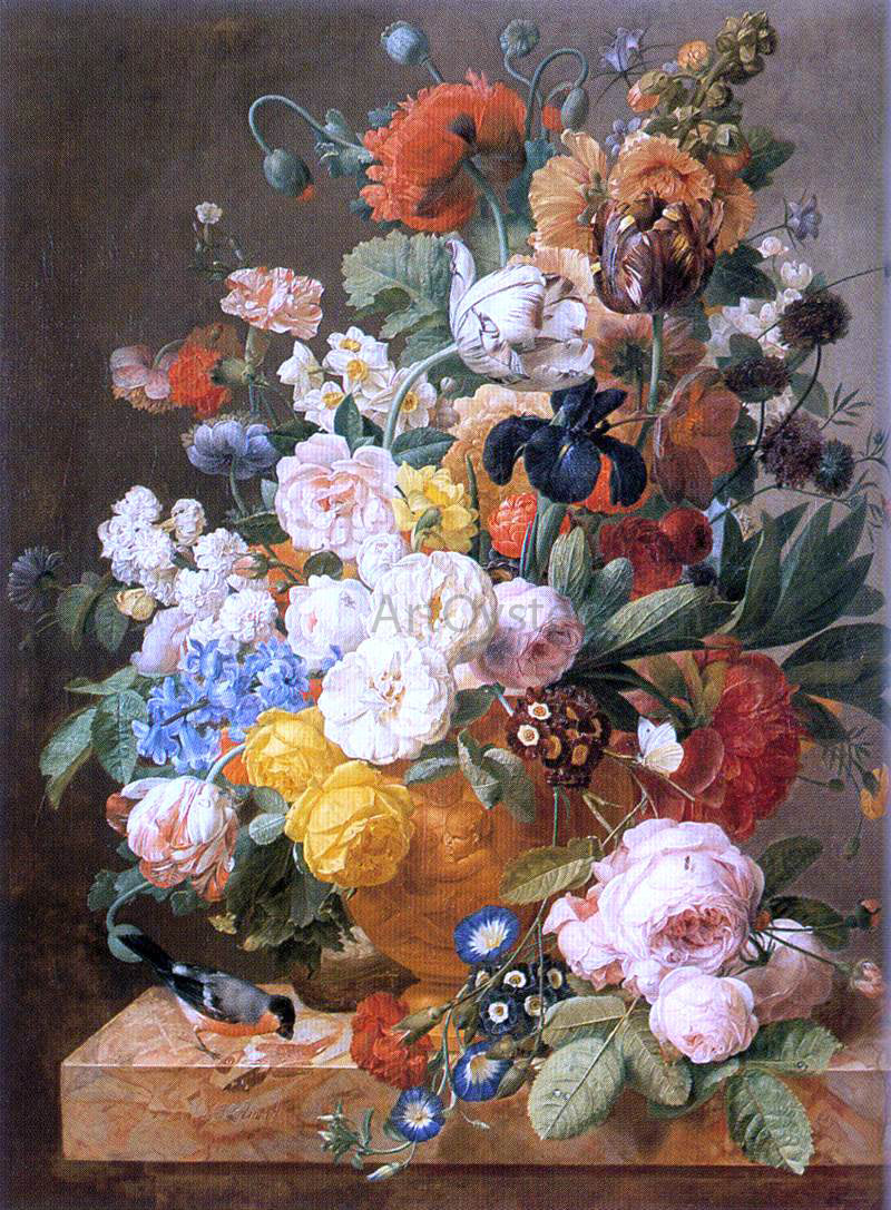 Jan Frans Eliaerts Bouquet of Flowers in a Sculpted Vase - Canvas Print