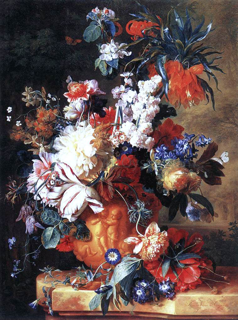 Jan Van Huysum Bouquet of Flowers in an Urn - Canvas Print