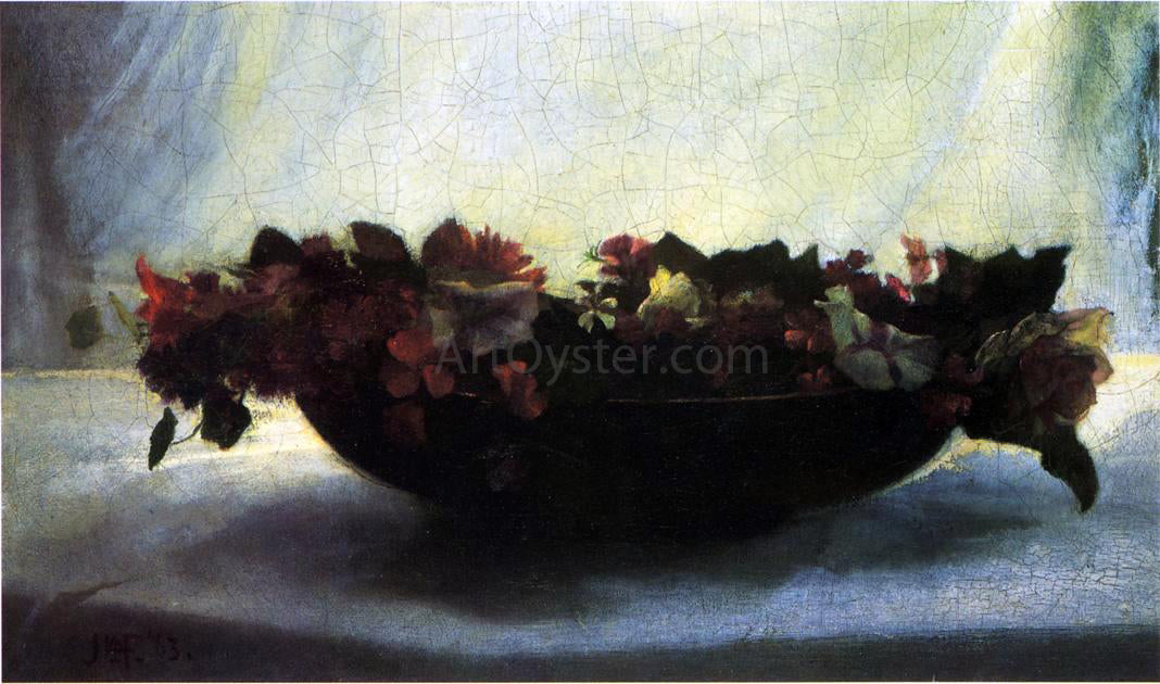 John La Farge Bowl of Flowers - Canvas Print