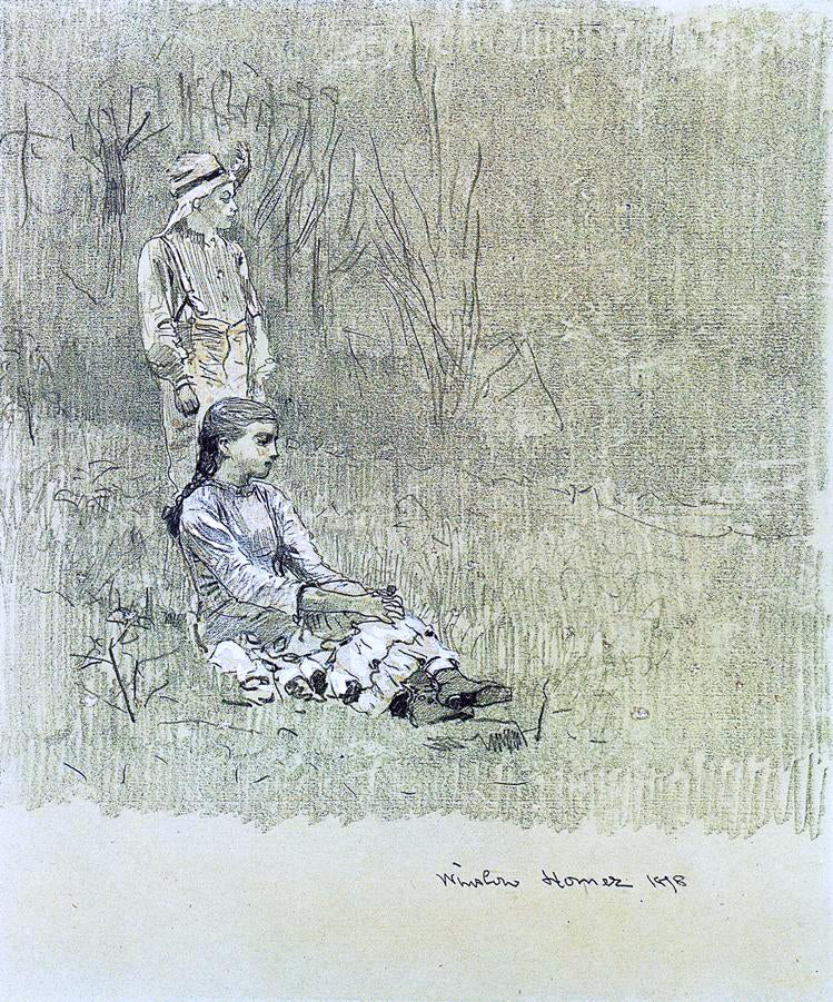 Winslow Homer Boy and Girl in a Landscape - Canvas Print