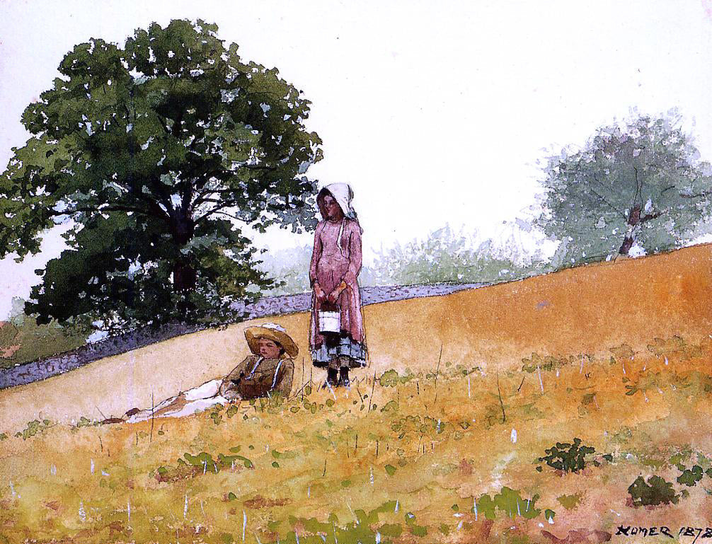 Winslow Homer Boy and Girl on a Hillside - Canvas Print