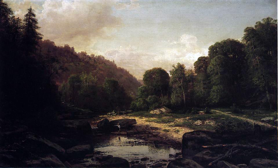 George Hetzel Boy Fishing in Mountain Stream, Mifflin County - Canvas Print